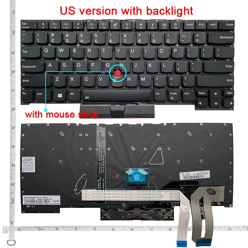 Tastiera usa/SP/AR/RU per Laptop Lenovo Thinkpad T490S T495S T14S Gen1 SN20W19523