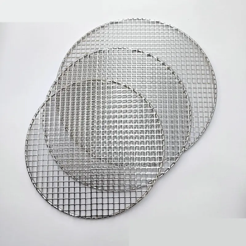 HQ GM01 Stainless Steel 304 Food Grade Round BBQ Charcoal Grate Barbecue Grill with Thicken Wire Grid Mesh Net