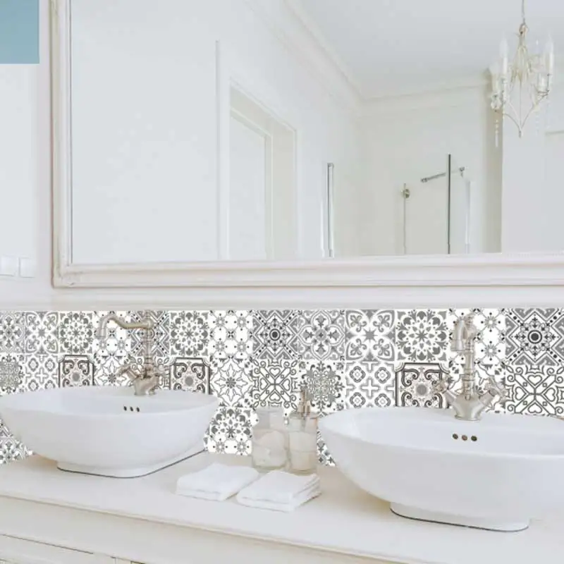 Frosted Matte Film Tile Stickers Kitchen Bathroom Decorative Wall Stickers Waterproof Oil Resistant Wall 10 Pieces