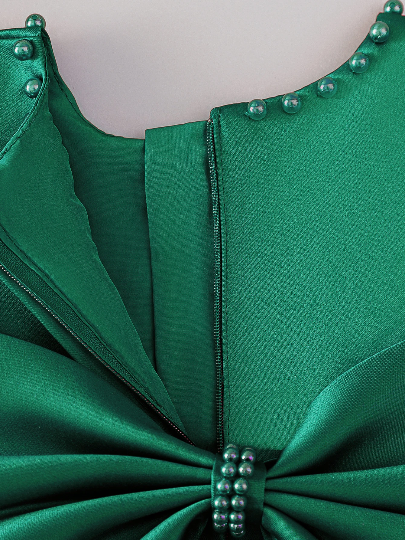 Baby Girl's Dark Green Bow Dress with Veil - Birthday & Party Wear