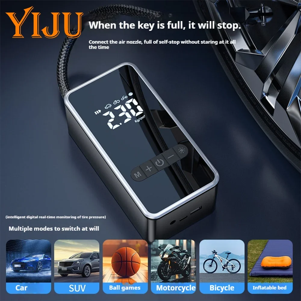 80W Portable Tire Inflator Rechargeable Electric Inflator For Car Bicycle Digital Air Compressor Football Ball Pump