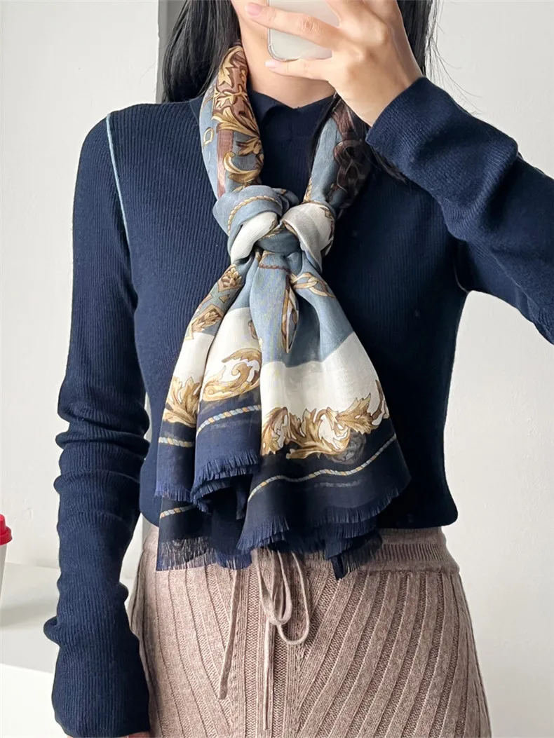138cm Luxury Brand Twill Silk Scarf Women Square Scarf Design Kerchief Scarves For Ladies Fashion Shawl Echarpe 2