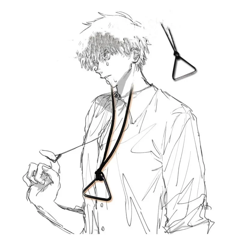 Anime Necklace Necklace Pendant Anime Chainsaw Man Leather Chain for Women Men Cosplay Prop