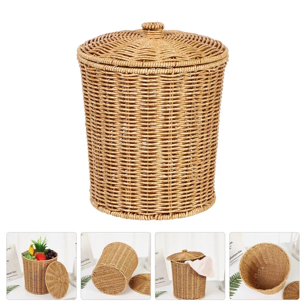 

Seagrass Trash Baskets Round Clothes Recycle Sundries Storage Rattan Bedroom Waste Laundry Boxes Wicker Can Pot