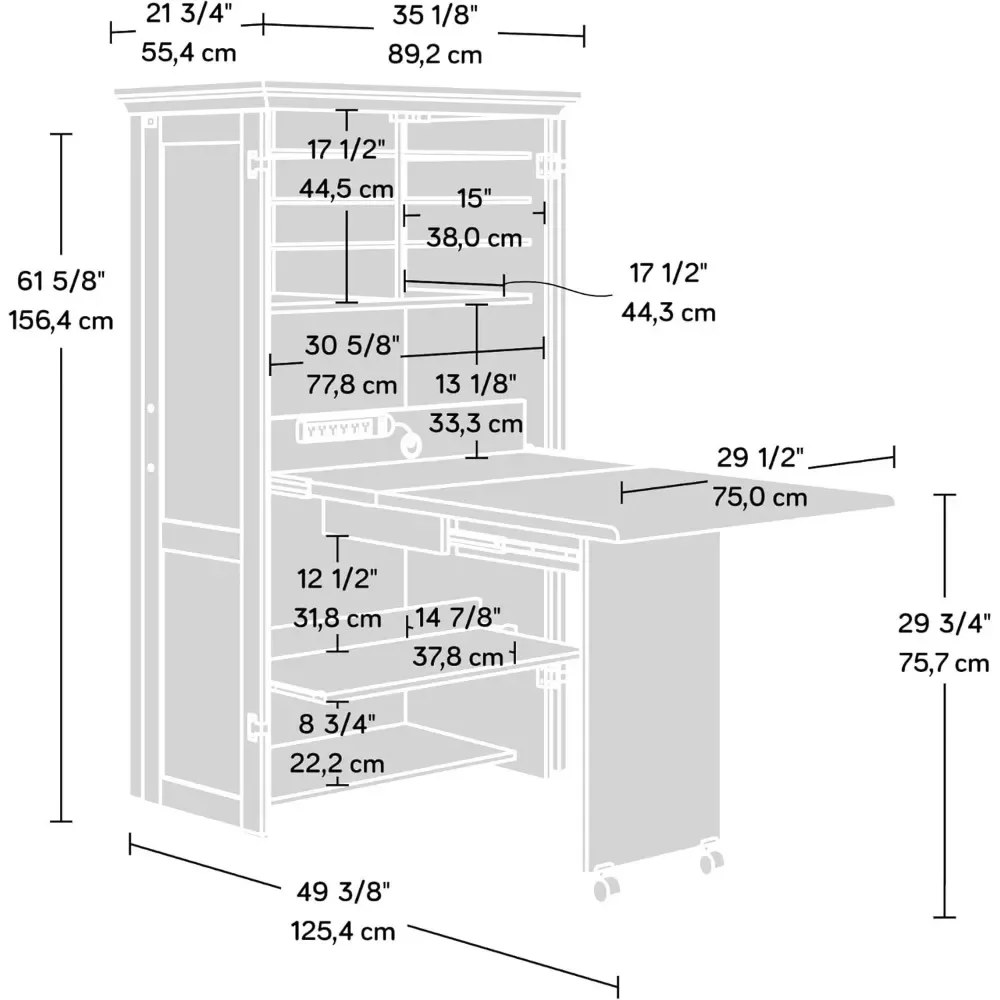 Miscellaneous Storage Craft & Sewing Armoire, L: 35.11" x W: 21.81" x H: 61.58", Glacier White finish 3