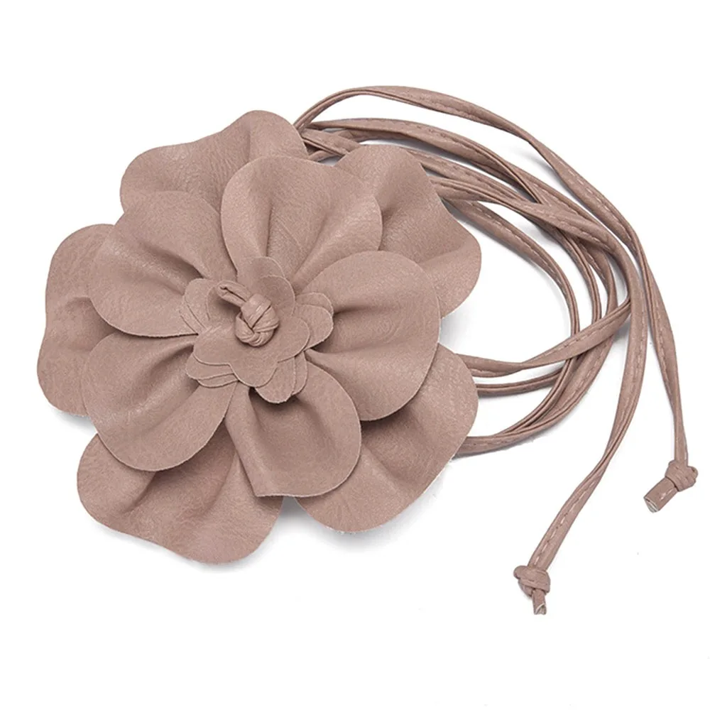 Elegant Floral PU Leather Woven Waist Belt