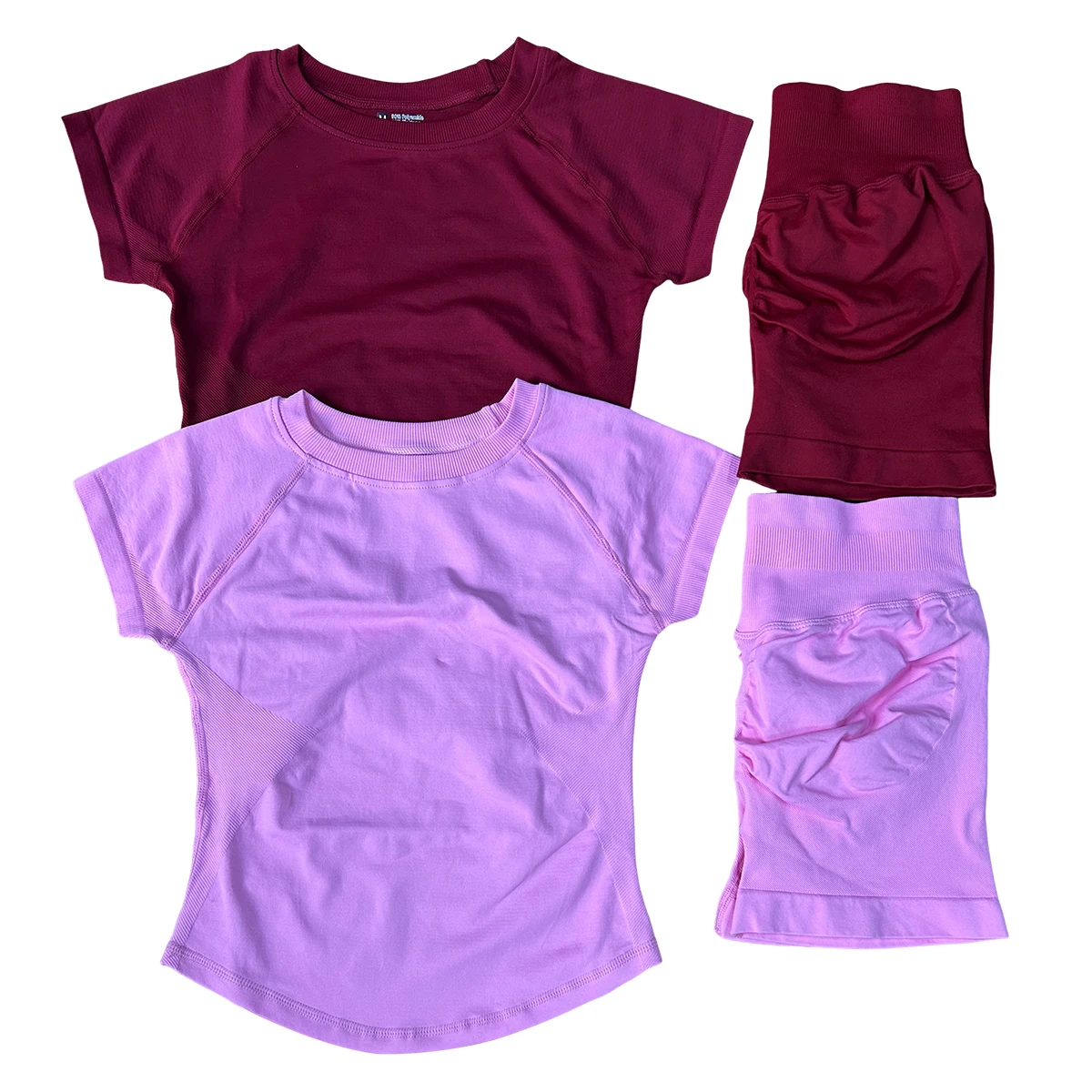 Ensemble de sport 2 pièces, haut de yoga sans couture à manches courtes, ensemble de fitness pour femmes, short de sport pour la course à pied, tenue de gym
