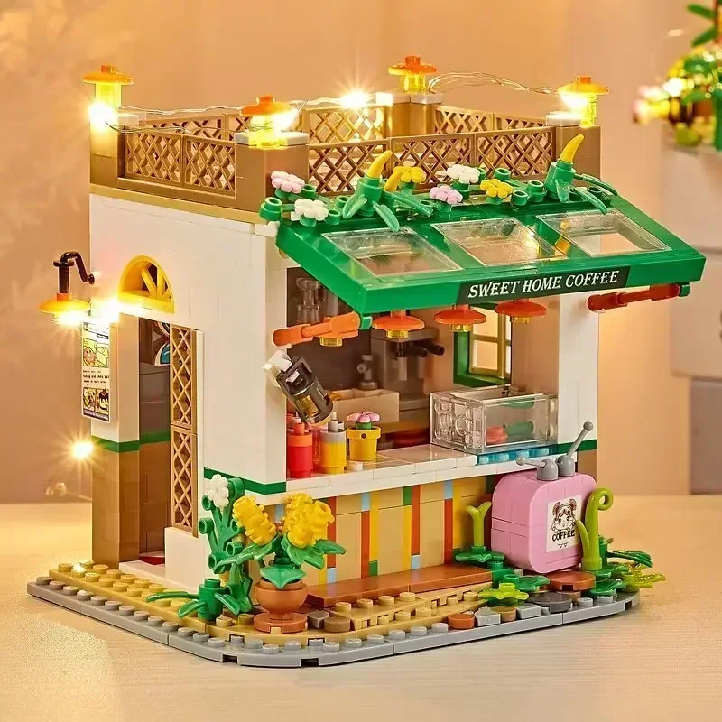 Miniso Fairy Tale Town Flower Room Building Brick Building City Street View Girls Toy Gifts