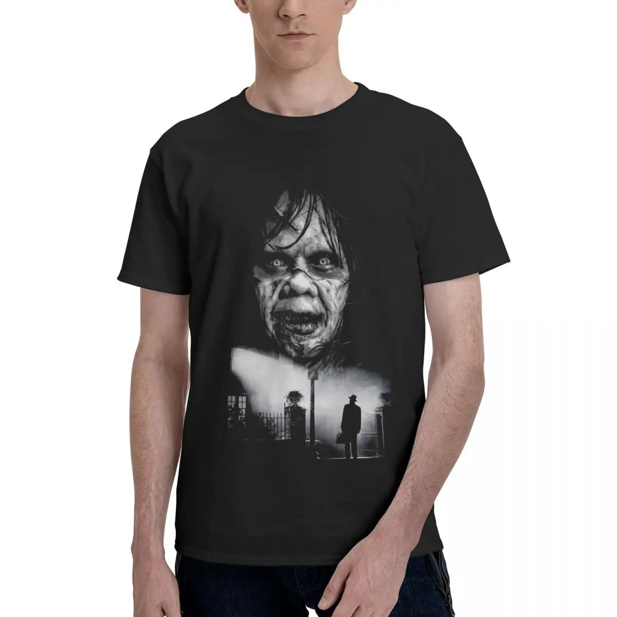 

The Exorcist_@1x_1 Men's Cotton T-shirt Short Sleeve Vintage Y2k Style Graphic Harajuku Custom T shirt