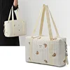 New Newborn Baby Care Diaper Bag Mommy Maternity Shoulder Bag Embroidery Quilted Stroller Diaper Storage Organizer Large Handbag 5