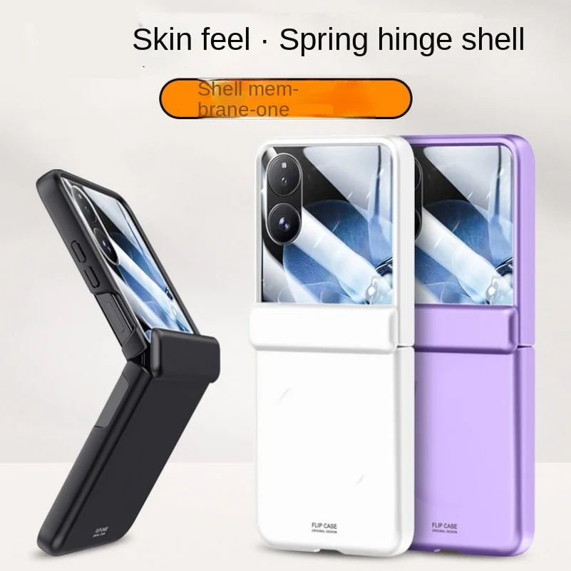 Tempered Glass Film Protective Case with Spring Hinge & Full Camera Coverage