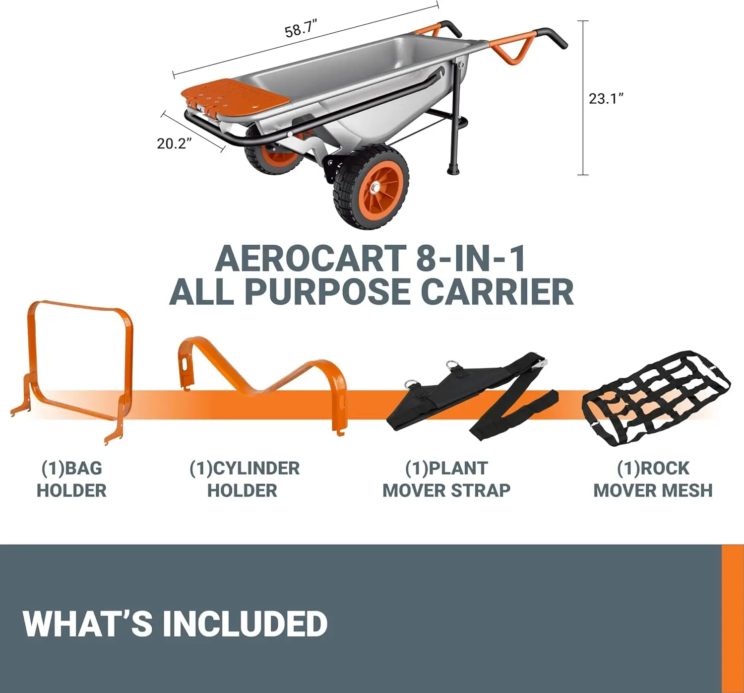 8-in-1 Aerocart Garden Cart/Wheelbarrow Heavy Duty/Dolly 6