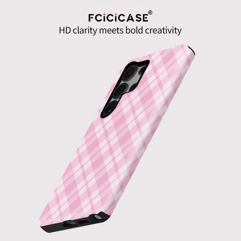 Grid Pattern Double-Layer Phone Case Cover