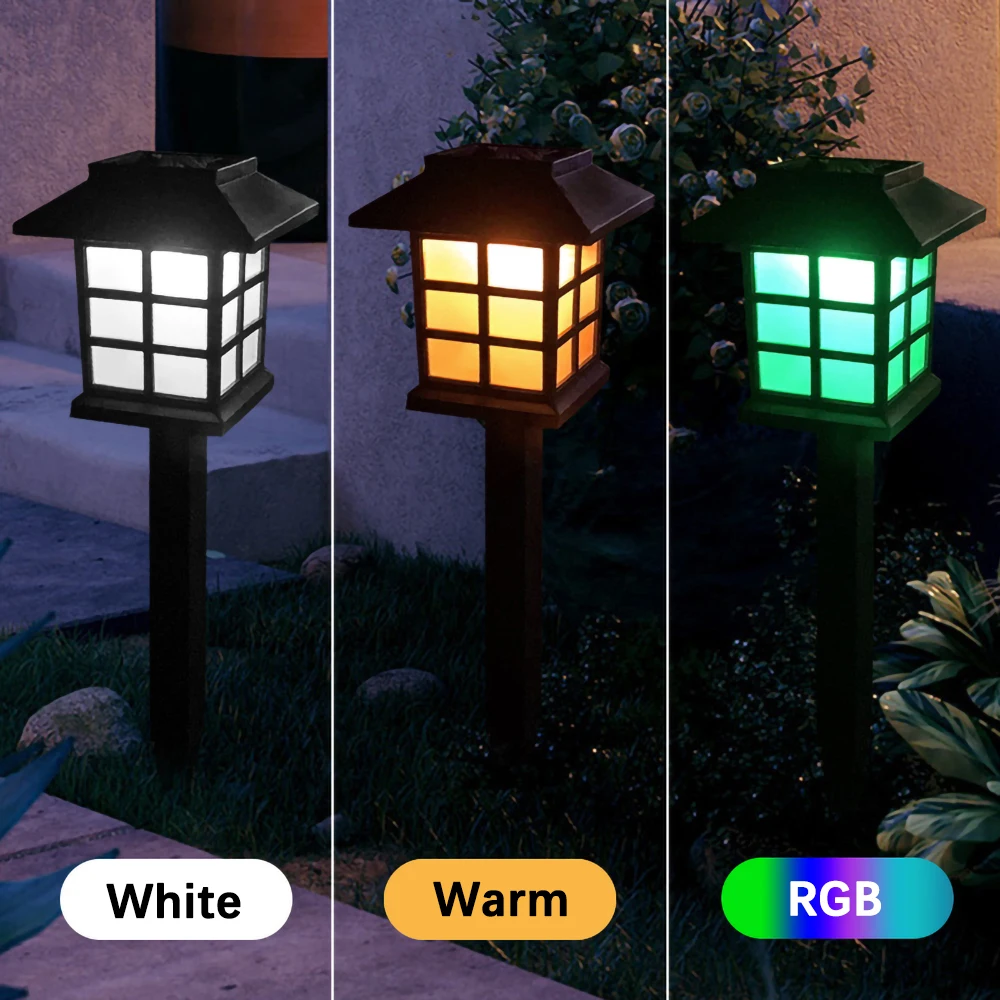 6pcs led Outdoor solar lights Palace lampshade Lantern solar panel Powered Light home Path camping Garden Xmas Decoration Lamp 3