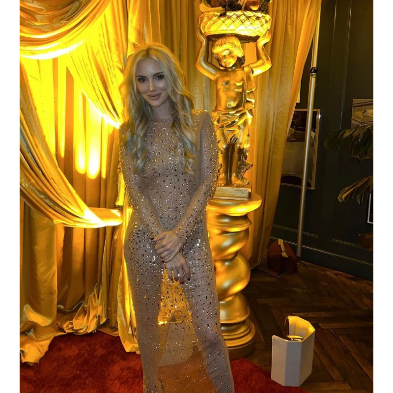 Sexy Split Female Cover Up Maxi Dress See-Through Fashion Long Sleeve Slim  Beach | eBay