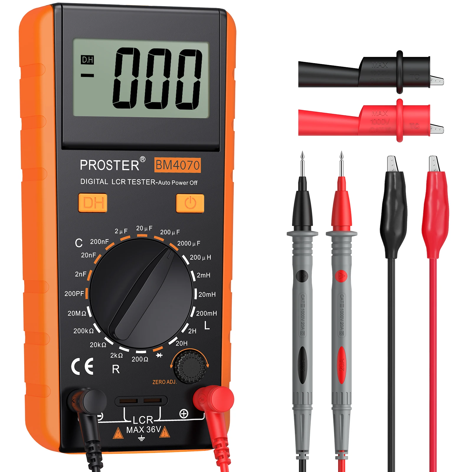 Digital Multimeter Proster LCR Meter Tester Tool Kit for Inductance Capacitance Resistance LCD Display BM4070