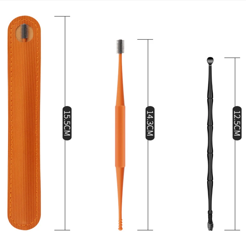Soft Silicone Earwax Remover Portable Ear Cleaner Stainless Steel 2 Head Picks Pick Wax Removal Tool Cleaning Sticks Earpick 6