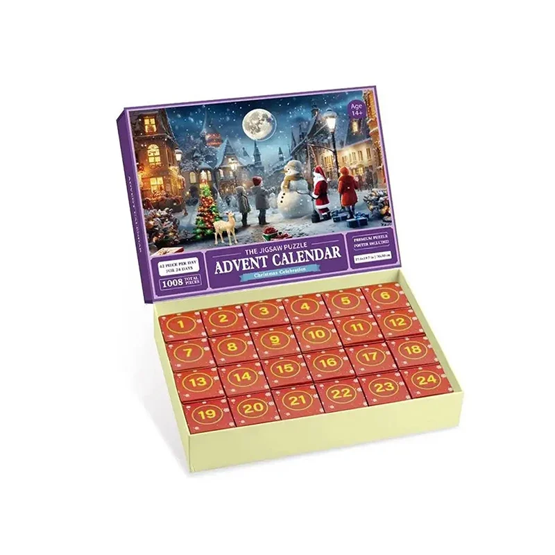 24 Numbered Boxes Christmas Countdown Puzzle Christmas Advent Calendar Gift Box for Kids Adults Family 5