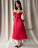 Bowith 3D Bow Mini Party Dresses Strapless A Line Wedding Party Dress Customized Pleats Women Prom Gown Short Evening Dresses 4