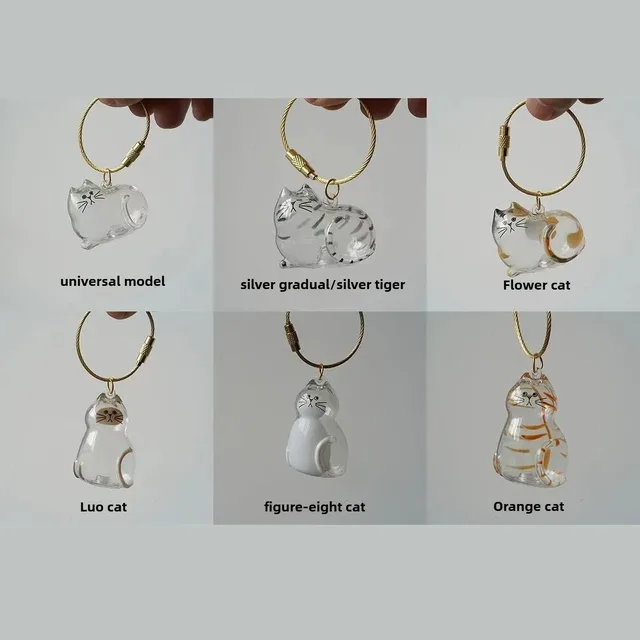 Cat Lover Gift Keychain Pendant Hanging Decor Pet Hair Storage Box Backpack Souvenir Transparent capsule storage pendant 6