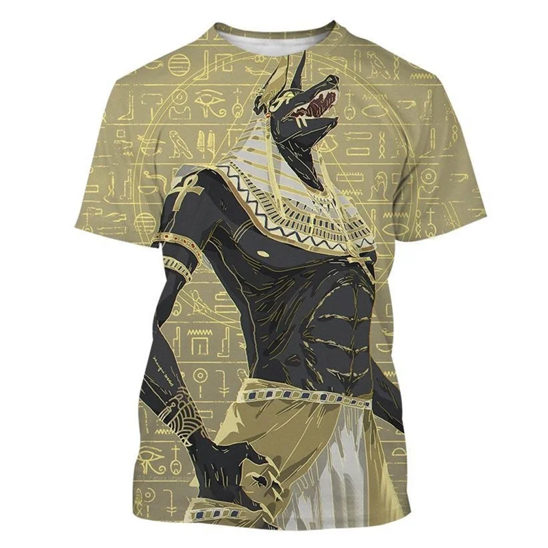 

Fashion Ancient Egyptian God Anubis T-shirt Men Streetwear Oversized Summer 3D Print T Shirt Short Sleeves Cool Round Neck Tees