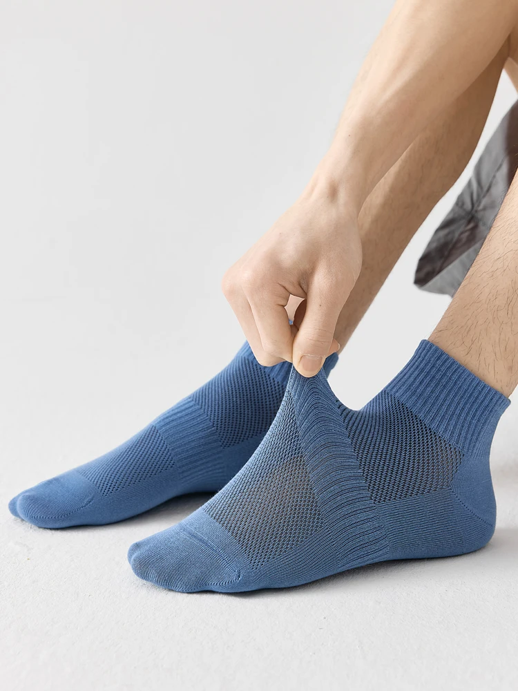 High Quality 6Pairs Men Socks Short Combed Cotton Mesh Breathable Odor proof and antibacterial Spring Summer for Male sock New