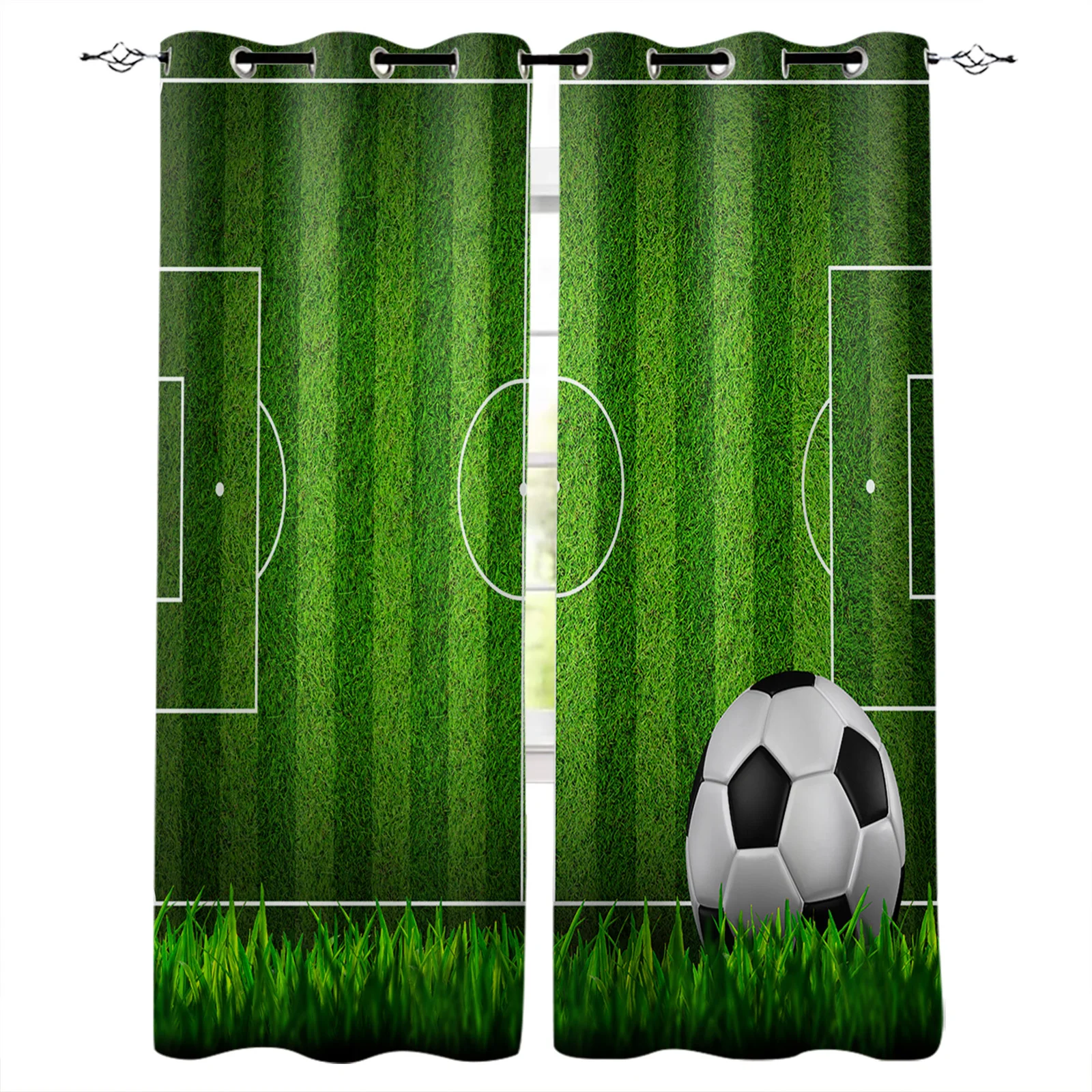 

Soccer Football Game Gymnasium Green Blackout Curtains Window Curtains For Bedroom Living Room Decor Window Treatments