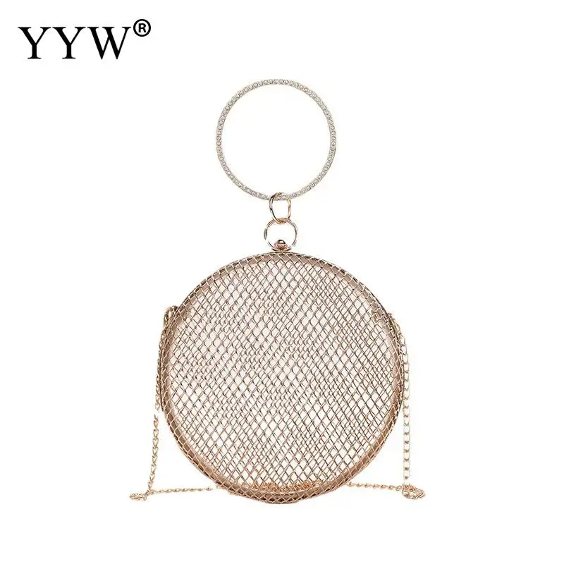 Gold Metal Clutch Bag Luxury 2023 Handbags Women Bags Designer Round Mini Hollow Purse Ladies Hand Bag Prom Chain Crossbody Bags