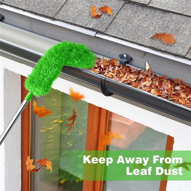 Gutter Cleaning Brush Roofing Tool Telescopic Extendable Pole 8.2Ft Guard Cleaner Tool Remove Leave