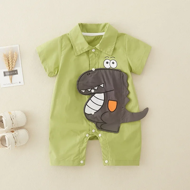 Summer Thin Cotton Romper for Baby Girls Newborn Three-Months Old Cute Short-Sleeve Onesie Crawling Suit Baby Clothes