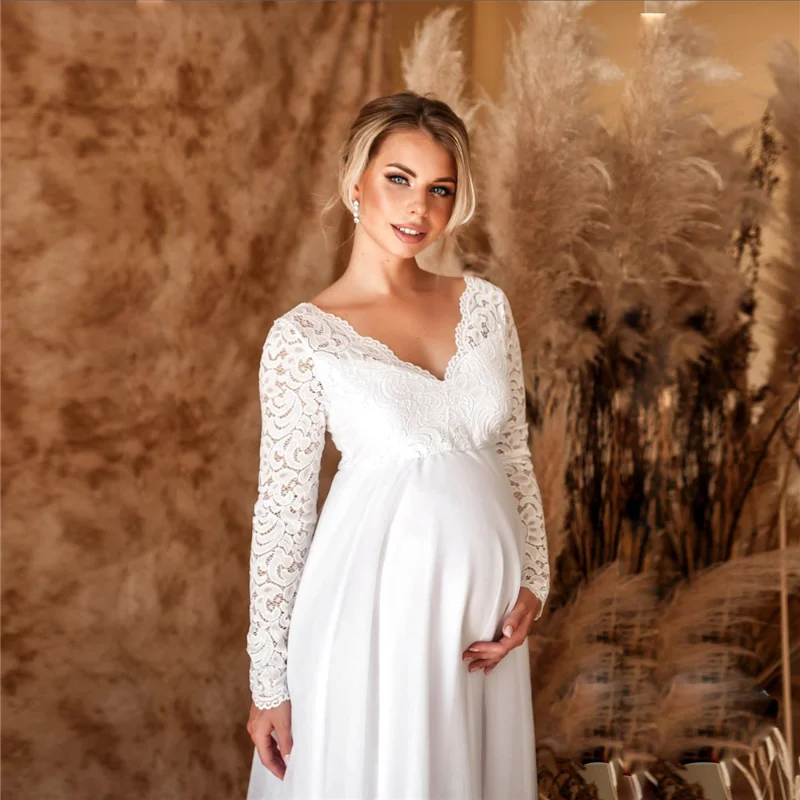 Pearl White Maternity Baby Shower Gown