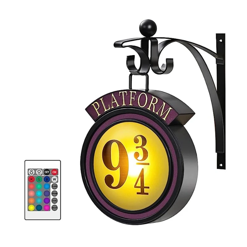 

Platform 9 3/4 Night Light 16 Colors Hanging Room Decor Wall Lamp 9 ¾ Sign Decoration Wall Lights + Remote Control