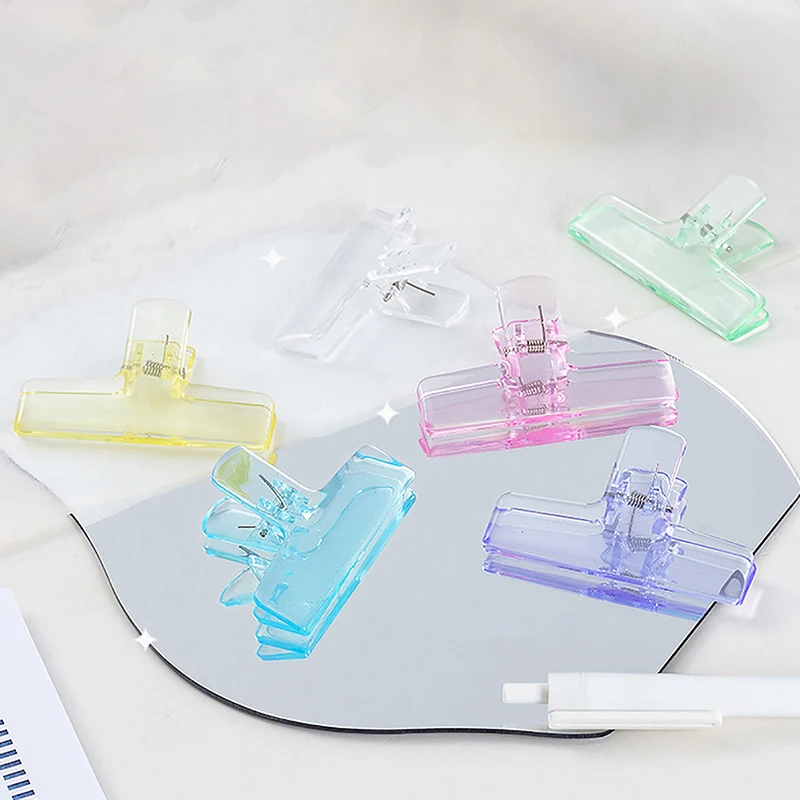 

Transparent Visiable Acrylic Paper Clip File Scrapbook Sticker Storage Clip Hand Account Holder Student Stationery Supplies