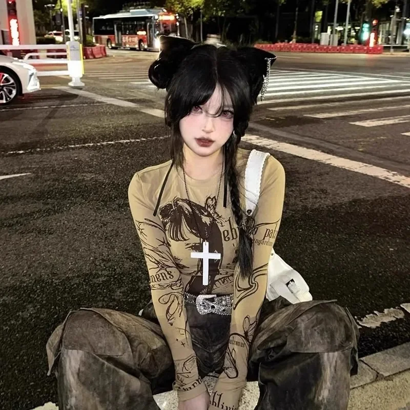 New Gothic Cool Y2K Wood Cross Pendants Necklaces Unisex Black White Red Hip Hop Charm Chain Choker Necklace Fashion Jewelry