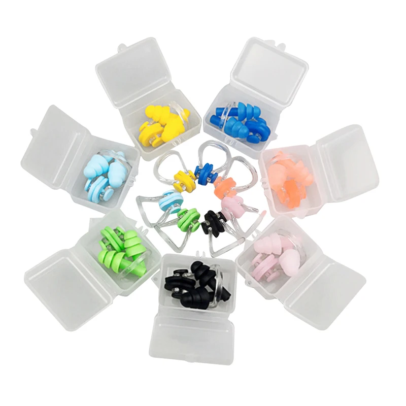 Waterproof Soft Silicone Swimming Nose Clip Ear Plugs Set Earplugs Pool Accessories Surfing Diving Water Sports Swim Supplies 2