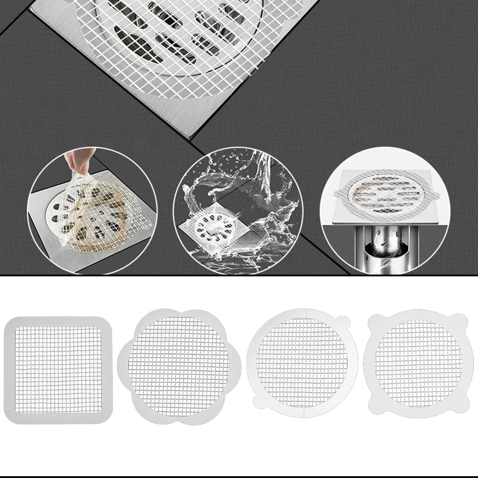 20pcs disposable pe clear elastic shower cap hotel hair salon bathroom products 10pcs Disposable Shower Drains Stopper Hair Catcher Mesh Stickers Bathroom Bathing Shower Hair Stoppers Catchers Net Accessories