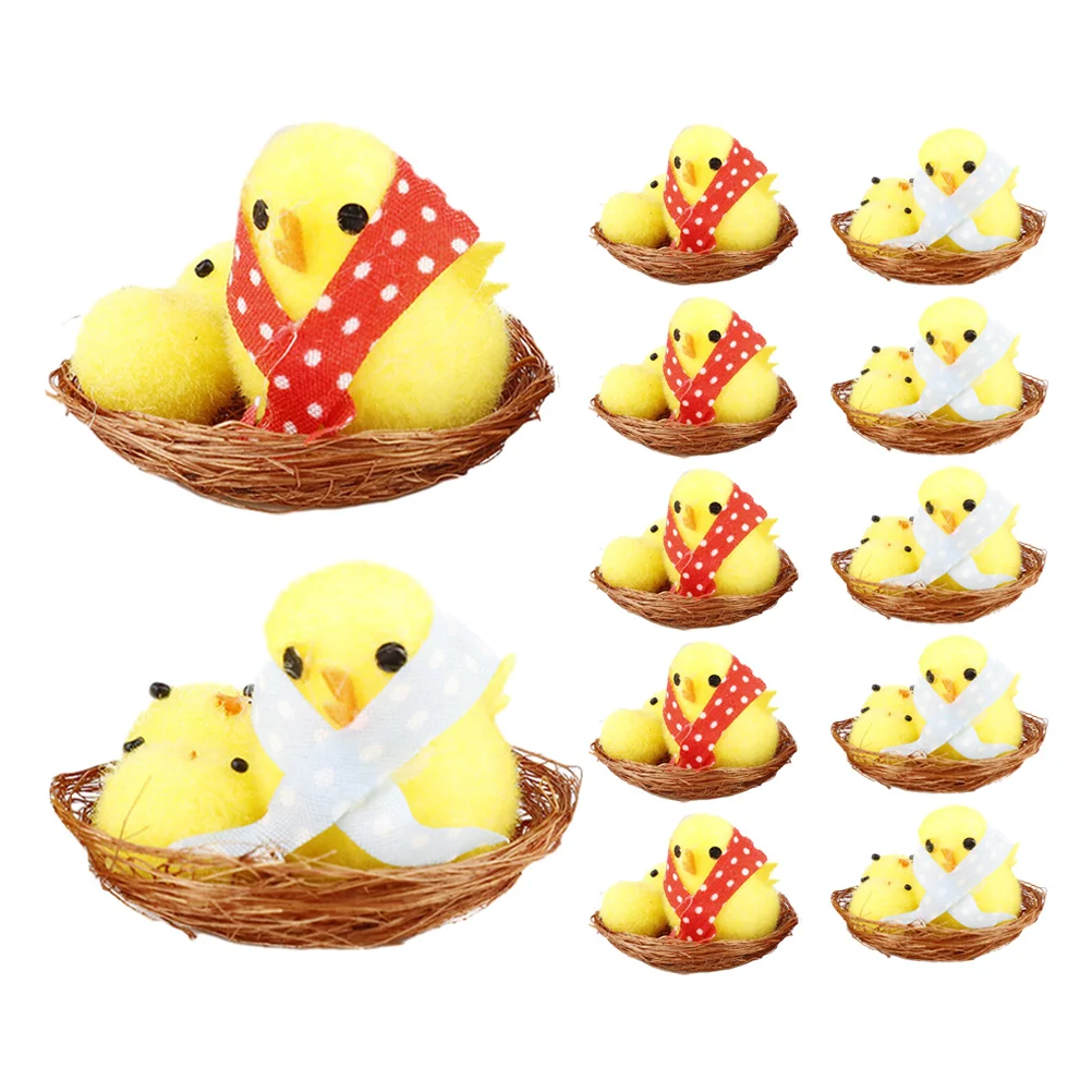 

Easter Mini Chicks in Nest Mini Fluffy Chicks Desktop Mini Chicken Decorations