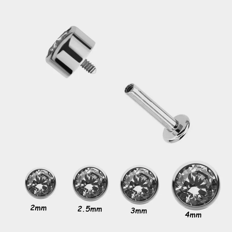 ASTMF136TitaniumInternallyThreadedLabret16gLipPiercingEar