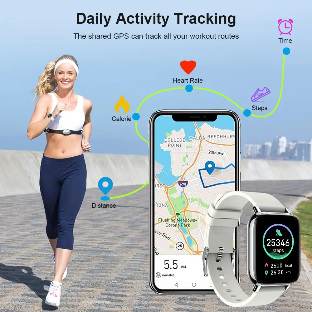 Jxrev Smart Watch, Fitness Tracker Watch for Men Women, 1.69'' Touch Smartwatch Fitness Watch with Ultra Thin Watch. 3