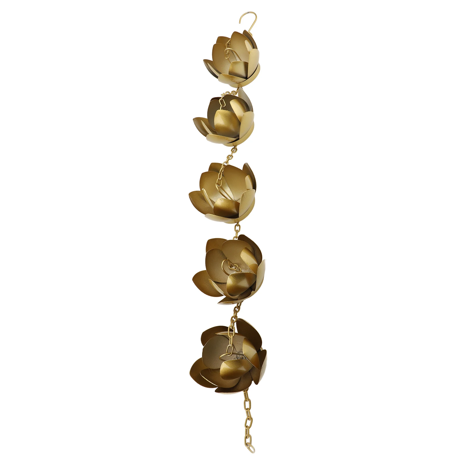 3.9ft Rain Chain Gold Flower Galvanized Iron Rust Proof Rain Catcher Chain for Home Outdoor Garden Balcony Decoration