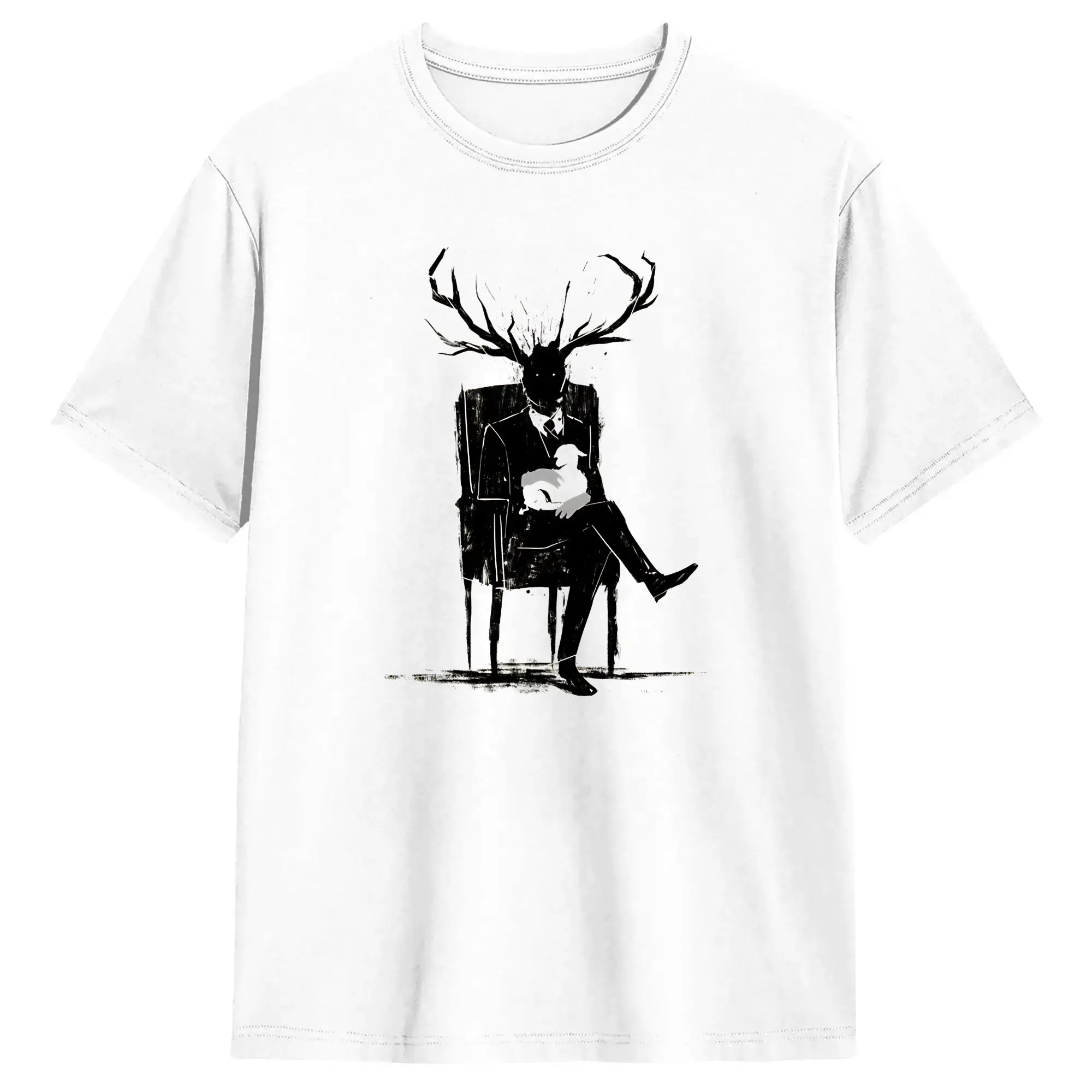 Hannibal Lecter NBC Stag Antlers Lamb T-Shirt Sommer-Baumwoll-T-Shirts für Männer, lockeres T-Shirt, kurzärmelig, Streetwear-Kleidung
