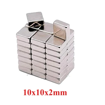 10x10x2mm Neodymium Square Magnets Strong, N35 Powerful Rare Earth Magnets for Fridge, Small Flat Magnets Square for Crafts, Whi 1