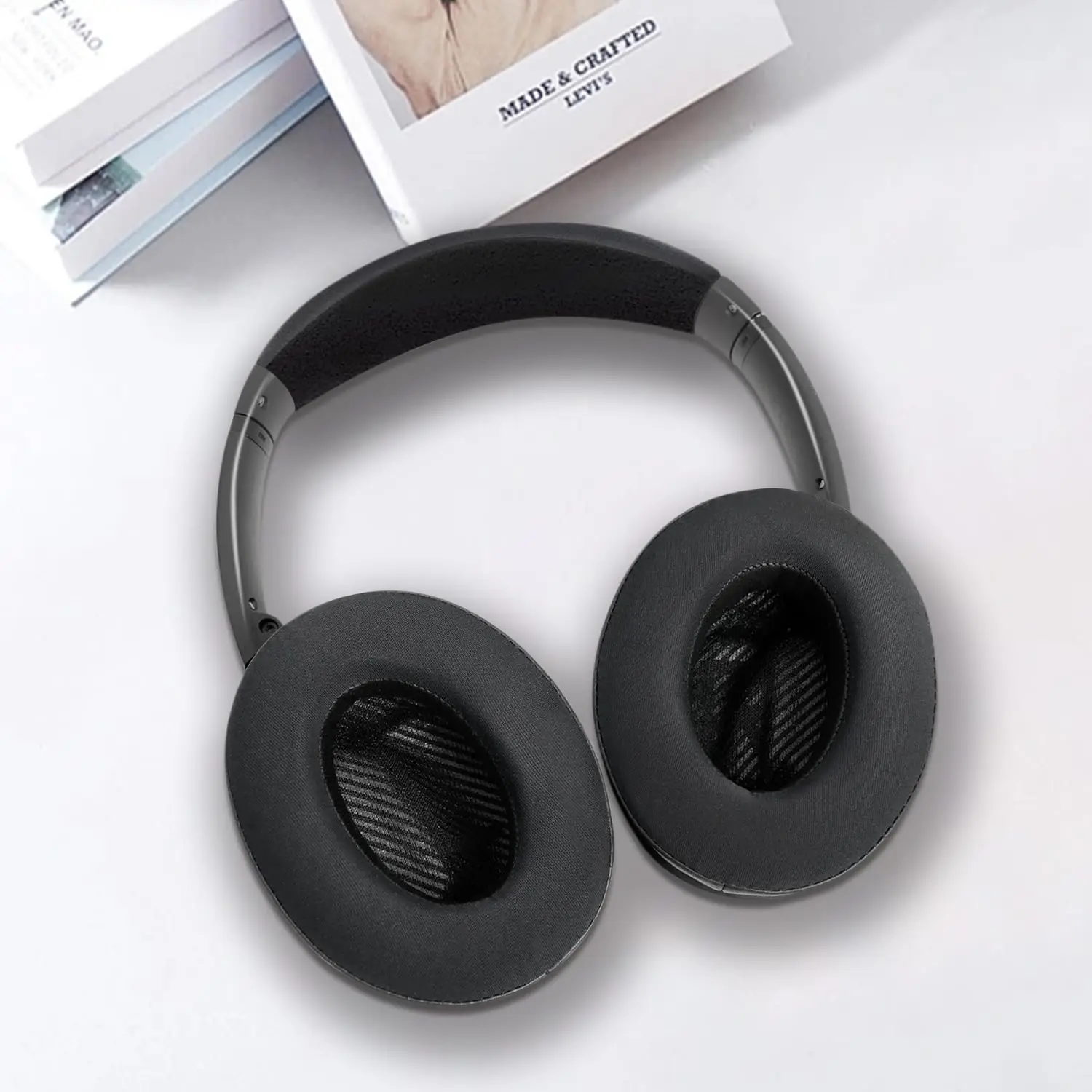 Enhanced Comfort Cooling Gel Ear Pads with Memory Foam for Over-Ear Headphones (Black)
