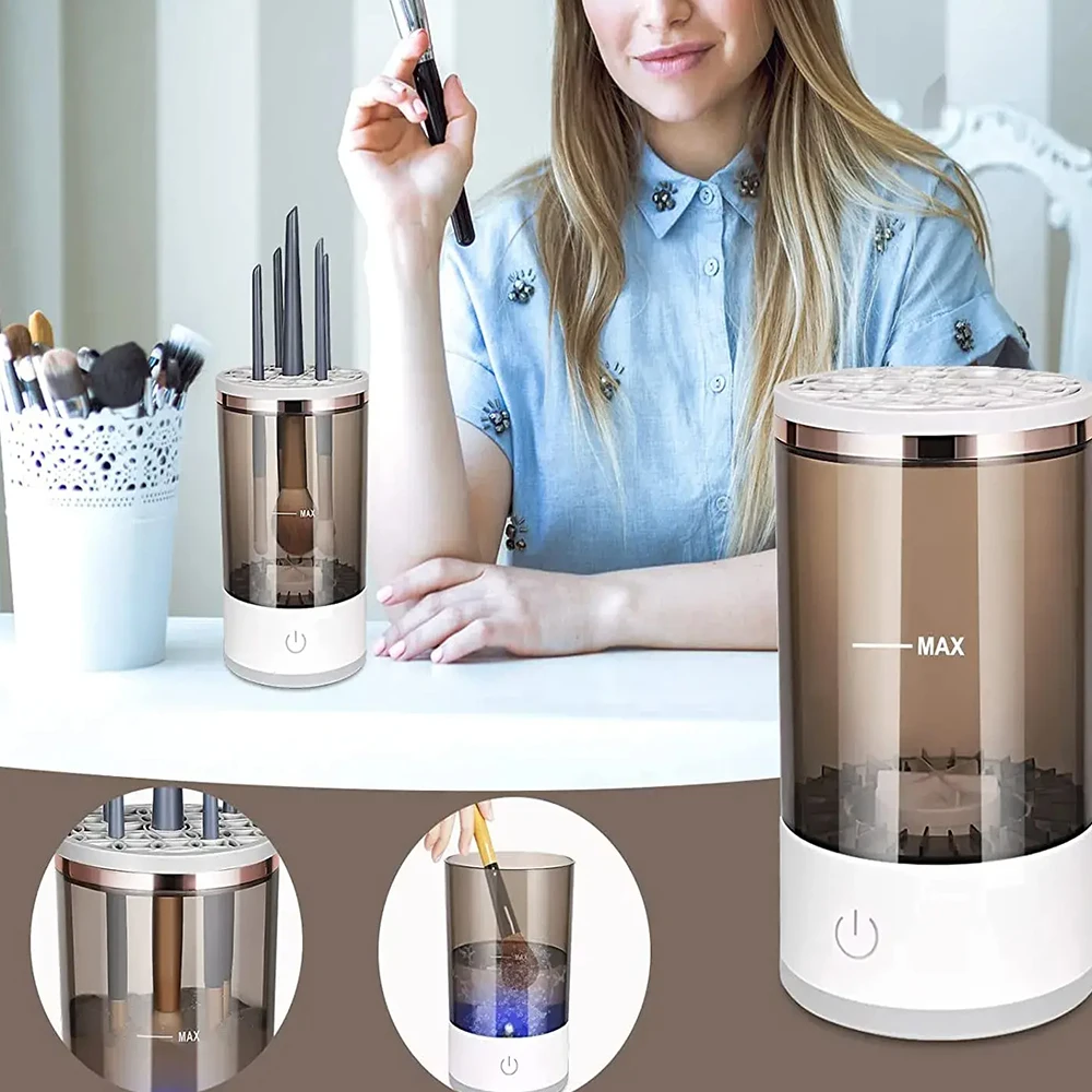 Silicone Makeup Brush Cleaner Dryer Automatic Spin Machine with 360 Degree  Rotation Clean and Dry Makeup Brushes 10 Seconds - AliExpress