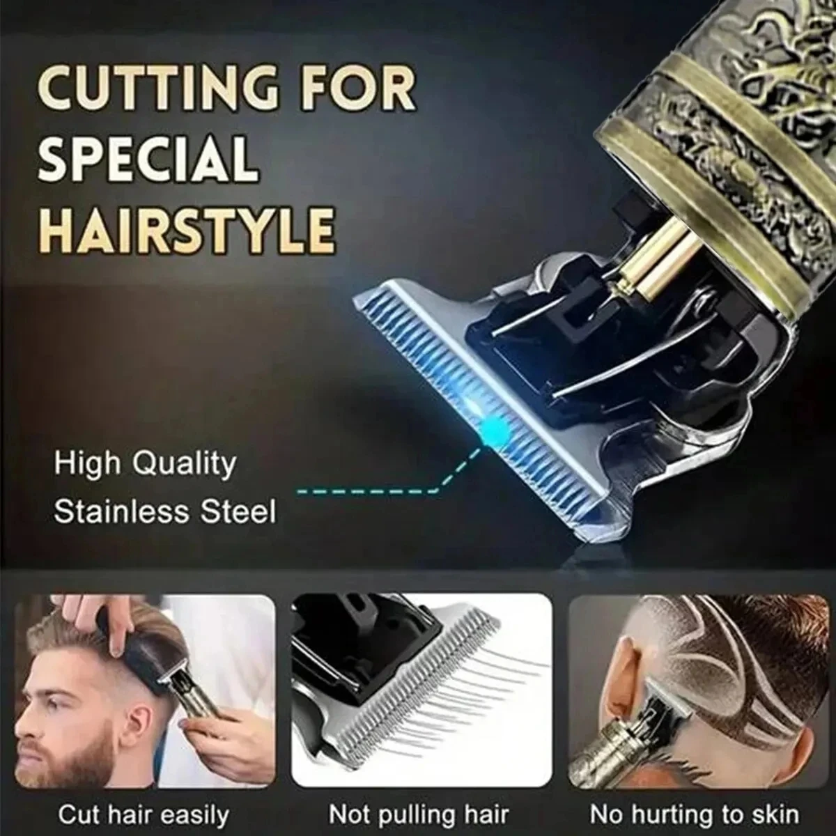 Vintage T9 Electric Hair Cutting Machine Professional Barber LCD Display HairTrimmer For Men Clipper Shaver Beard Lighter 6