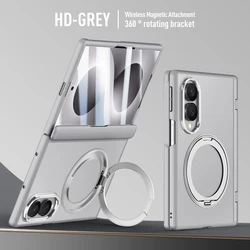 Clear Hard Matte Magnetic Case with Ring Stand and Screen Protection, Compatible with Magsafe Wireless Charger - Galaxy Z Fold 8 (Grey HD)