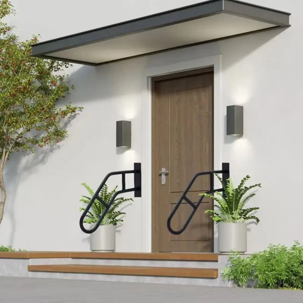 Iron Handrail Safety U-Shaped Design Wall-Mounted Railing Non-Slip Surface Weatherproof Finish Stair Support Children Safety