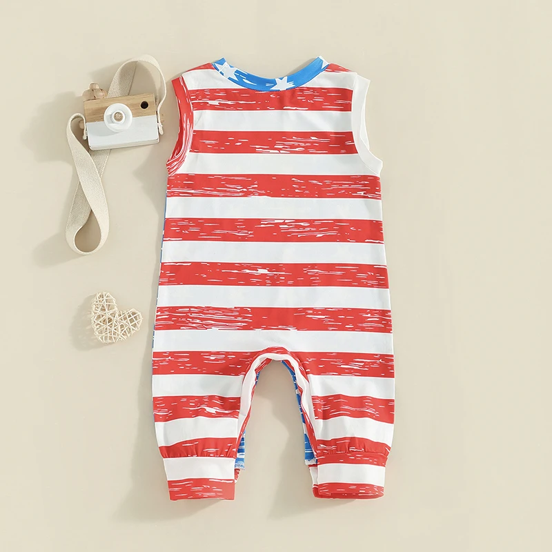 

Baby Boy Girl 4th Of July Outfits Newborn Jumpsuit Infant Summer Stars Stripe Print Romper Fourth Of July Clothes