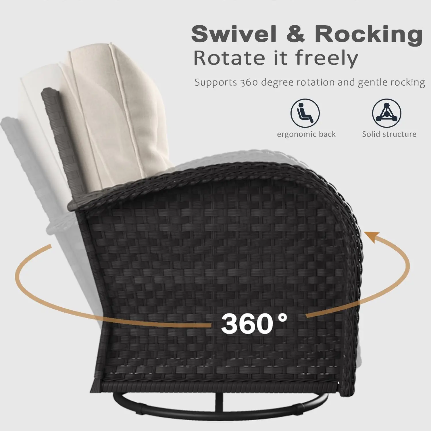 7 Pieces Outdoor Patio Furniture Set with Fire Pit Table, Rattan Wicker Sectional Swivel Rocker Chairs Sets