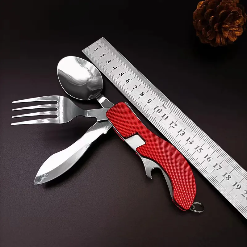 Description Picture 2 of itemBest selling outdoor portable folding multifunctional tableware stainless steel spoon fork camping kitchen outdoor Best